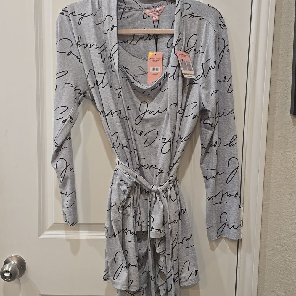 Juicy Couture 3-PC Script Logo Cami, Short, & Robe Set - Picture 5 of 6